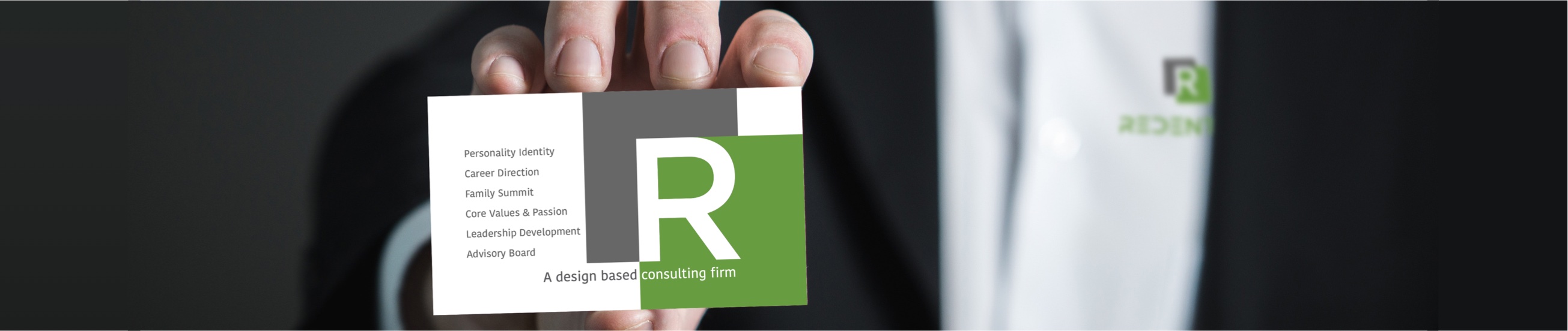 man holding Redentity business card